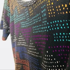 LLR Medium EUC Amelia Dress Black Rainbow Dipped